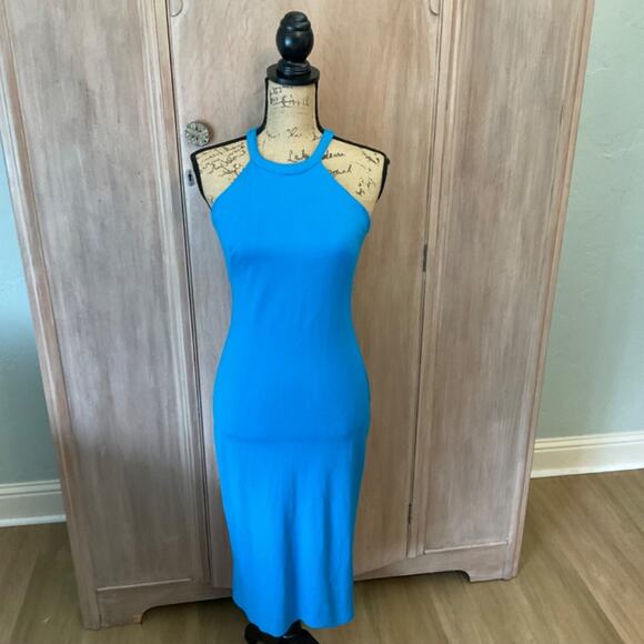 Amanda Uprichard Y2K turquoise Bodycon Midi Dress blue stretch office siren S - Picture 8 of 15